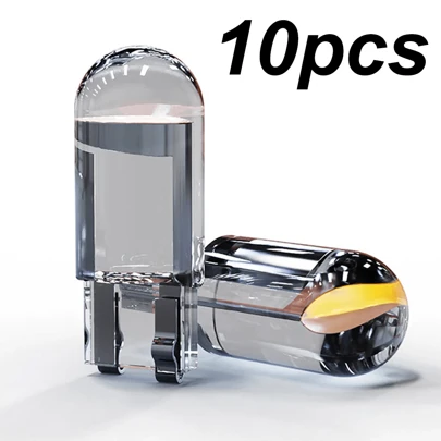 10 st T10 COB LED-lampor, modell W5W WY5W 168 194, lämpliga för bilkupé, kupolbelysning, konturbelysning, registreringsskyltsbelysning, 12V LED-billampor, finns i vitt, rött, gult, blått