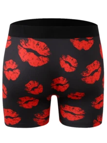 Funny Lip Print Men's Underwear, Suitable For Weddings, & Comfortable Men's Boxer Briefs Sports Boxing Men's Boxer Briefs, Gift For Boyfriend