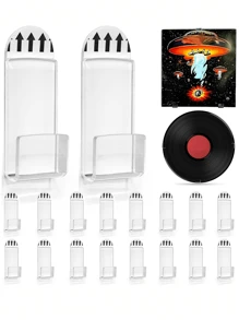 12pcs Vinyl Wall Mount,Acrylic Shelves,Vinyl Shelf,Vinyl Record Wall Mount Display Holder No Screws,Self Adhesive Clear Acrylic Vinyl Record Hangers Stylish Acrylic Album Holder For Home And Office