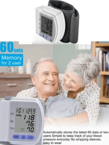 1 pezzo Monitor portatile per la pressione sanguigna da polso, misurazione ad alta precisione di frequenza cardiaca, polso e pressione sanguigna con un solo clic, controllo touch intelligente, display a schermo grande ad alta definizione, riproduzione vocale, fornito con custodia, disponibile in vari stili, comodo per viaggi, monitor pressione sanguigna domestico