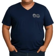 Men's Basic Plus Size T-Shirt Sizes P To G8 Viscolycra Mesh Fabric With V-Neckline - Azul Marino - Ver 1