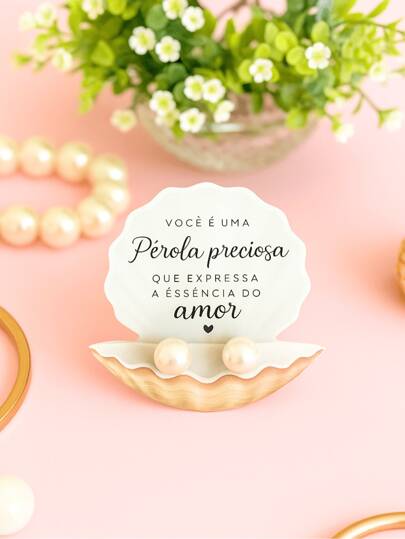 Kit Mini Tags de Concha Corte Especial com Brincos de Pérola Tag Ja furada 5x5cm Pronta entrega 25 a 125 Unidades