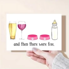 1pc Funny New Family Member Congratulations Card Cute BabyShower Card For New Mom Dad Parents, Couple Greeting Card, And Then There Were Four - For Birthday, Baptism - For New Parents & Friends - Perfect Gift For BabyShower - Multicolor - View 7