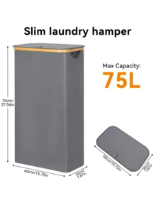Giỏ đựng đồ giặt bằng tre 75L có nắp - Bao gồm 2 túi đựng đồ giặt có thể tháo rời, Giỏ đựng quần áo bẩn có thể gấp lại, Giỏ đựng quần áo bẩn dung tích cực lớn, Giỏ đựng quần áo bẩn nghệ thuật bằng vải có thể gấp lại, Hộp đựng đồ giặt gia đình, Giỏ đựng đồ giặt - Nhiều màu - Xem 7