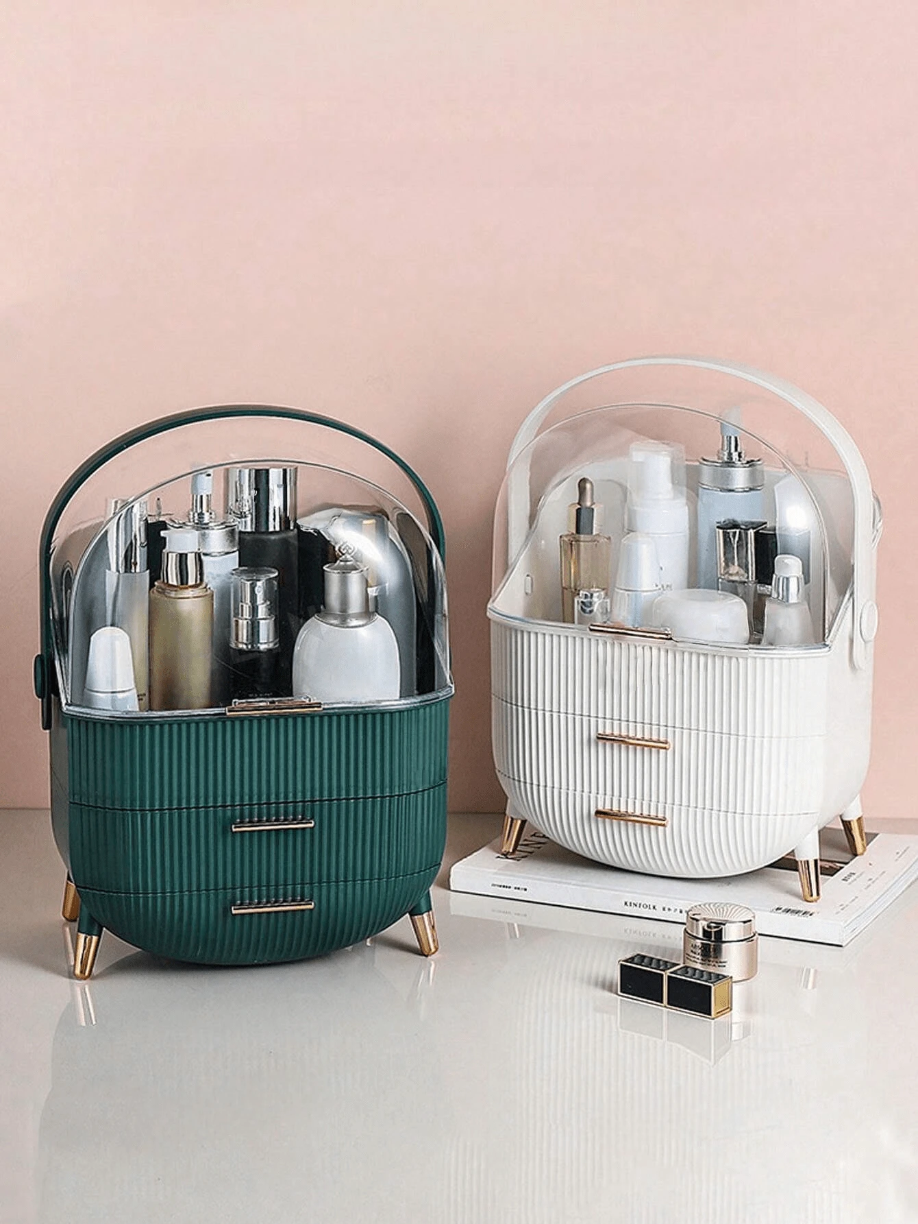 1PC Independently Designed Lightweight Luxury Cosmetics Storage Box, Skincare Product Covered Handheld Large Capacity Dust-Proof Makeup Box