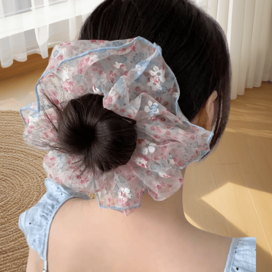 1 Piece Of New Foam Gauze, Large Intestine Hair Loop, Small Fresh Floral Hair Accessory, Fresh And High-End Feeling, Forest Style Hair Tie Headband