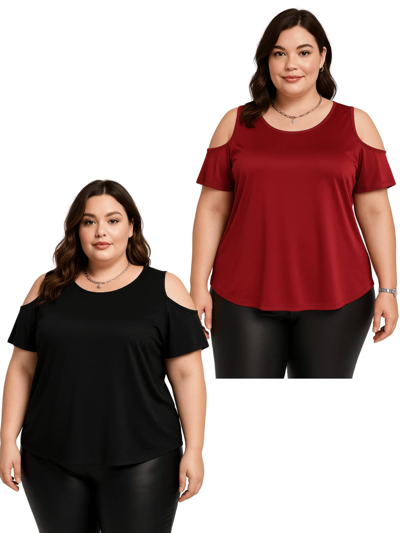 Combo Kit 2 Women's Loose Blouses Hollow Sleeves Comfortable Plus Size Cheap ASSORTED - 彩色 - 查看 1