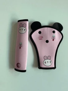 1 套卡通恐龙软汽车座椅套 - 可爱兔子设计，适用于四季通用汽车，汽车肩垫 - 彩色 - 查看 8