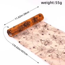 1 pieza Tapete de mesa con encaje de telaraña y murciélagos de Halloween, cubierta decorativa para mesa de fiesta - Multicolor - Ver 3
