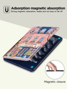 粉色皮革书店书架樱花图案保护套，兼容 Kindle 第十代（2019 款）、Kindle 第十一代至 2024 款（6 英寸），也适用于 Kindle Paperwhite 第十二代（2024 款）、Kindle Colorsoft Signature Edition 及其他型号。支持自动唤醒/睡眠功能，四角防摔，春季礼物。 - 彩色 - 查看 4