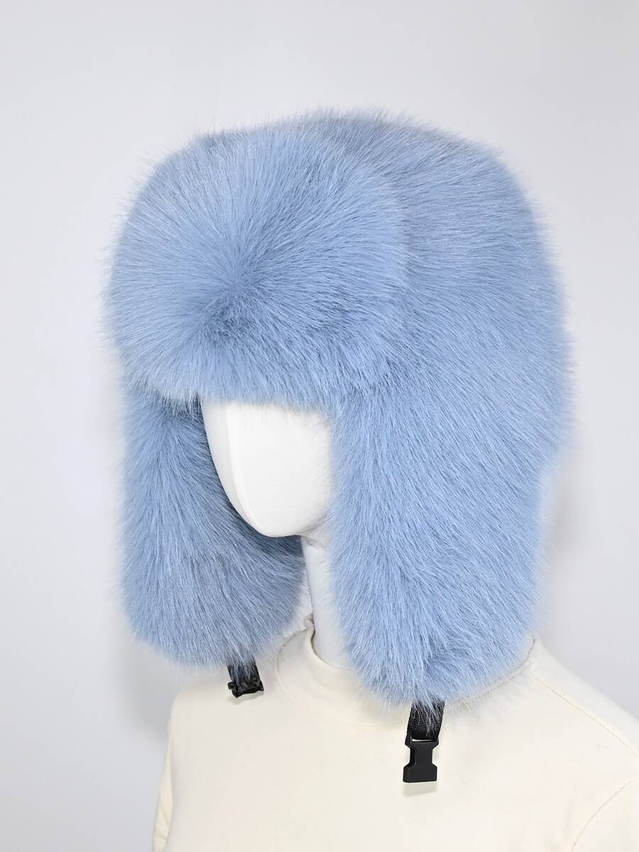 1pc Thick Faux Fox Fur Trapper Hat, Hat And Scarf Set Suitable For Autumn/Winter Outdoor Activities, Warm & Versatile For Hiking, Skiing, Cycling And Daily Wear, Retro Acrylic Bucket Hat, Fleece Lined Aviator Hat, Halloween Gift