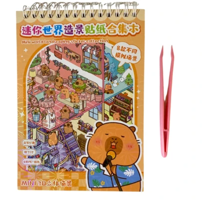 15 em 1 Caderno de Adesivos DIY Paisagens 3D Estilo Cartoon para Decoração e Alívio do Estresse