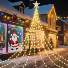 1pc, Christmas Pentagram Waterfall Light, Solar Indoor Outdoor Christmas Tree Festival Decoration Light, 8 Modes, For Garden, Courtyard, Porch, Home, Room, Kitchen, Shop, Hotel, Wedding, Party, Prom, Holiday Gift(Including Battery) Christmas Decoration XMAS Decor Christmas Tree Gift Decor Thanksgiving Wedding Home Decor Home Decor Fall Decor Autumn Decor Birthday Decorations For Gifts Party Supplies Indoor Outdoor Garden Holiday Festival Decor Halloween Decor Wall Decor Halloween Ornaments Christmas Decoration XMAS Decor Christmas Tree Gift Decor Thanksgiving Wedding Home Decor Home Decor Fall Decor Autumn Decor Birthday Decorations For Gifts Party Supplies Indoor Outdoor Garden Holiday Festival Decor Halloween Decor Wall Decor Halloween Ornaments