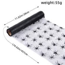1 pieza Tapete de mesa con encaje de telaraña y murciélagos de Halloween, cubierta decorativa para mesa de fiesta - Multicolor - Ver 7