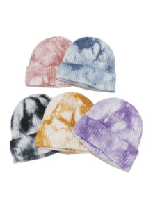 1pc Men's Autumn/Winter Personalized Tie-Dye Knit Hat, Warm Ear Protection Outdoor Hiphop Beanie, Fashionable Unisex Knitted Cap
