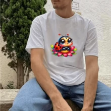 Pegatina de transferencia de calor con mariquita de siete estrellas linda y de ojos grandes, se puede lavar, planchar y parchar con agua, adecuada tanto para hombres como para mujeres en camisetas, vaqueros, chaquetas, mochilas, gorras, etc.