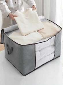 Classic Style Canvas Storage Box With Zipper - Multipurpose Non-Waterproof Rectangle Organizer For Clothes And Accessories, Under-Bed Storage - Multicolor - View 2