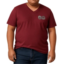 Camiseta Masculina Básica Plus Size Tamanho P ao G8 Tecido Malha Viscolycra em Decote V - Marsala - Visão 1