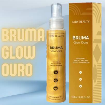 Bruma Fixadora De Make Glow Ouro 310ML A Prova De Água- Marca Premium Lady Beauty