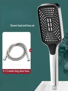 1 件方形高压淋浴喷头，大出水孔，单手操作，高流量家用淋浴喷头，适用于淋浴房 - 銀色 - 查看 12