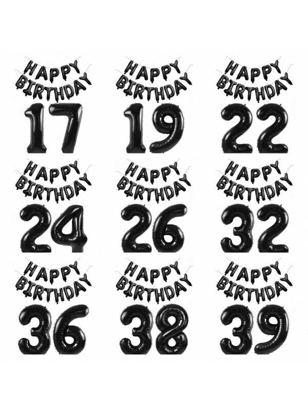 15pcs Black Happy Birthday Balloon Set 16inch Happy Birthday Letter Aluminum Film Balloon 40inch Number 16 18 20 21 25 30 32 3540 50 60 Aluminum Film Balloon Suitable For Birthday Party Decoration To Create A Festive Atmosphere