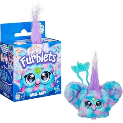 Furby Furblets Mer-May 迷你朋友，45+ 音效，海洋音乐，仅会说 Furbish 语，电子毛绒玩具，互动宠物，多种颜色可选，适合 6 岁及以上儿童