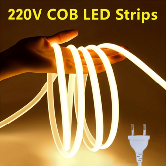 1 st COB LED-remsa, lämplig för inomhus-/utomhusdekoration, kök, TV-bakgrundsbelysning och skåpbelysning, 1 m/5 m/10 m neonljus för inomhusbelysning, lämplig för hem, kommersiella platser, fester, bröllop, skåp, tak, landskapsdekoration