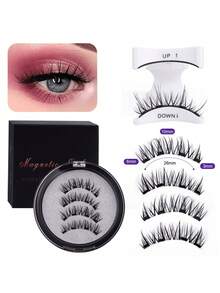 一套4件磁性眼线笔和磁性假睫毛套装 - 自然逼真可重复使用的磁性狐狸眼假睫毛，增强并拉长睫毛。（如果您不知道如何佩戴，请打开附带的视频。）假睫毛，万圣节，3D卷翘蓬松，无需胶水，佩戴舒适。强力磁铁，自然睫毛，假睫毛。 - 黑色 - 查看 10