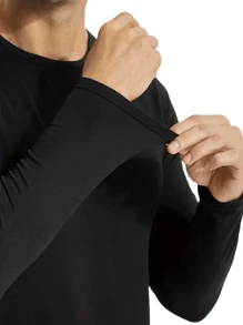 Two Sets Of Men's Thermal Underwear, Round-Neck Tops, Soft And Warm, Long-Sleeved Pullovers, Suitable For Cold Weather (Black)