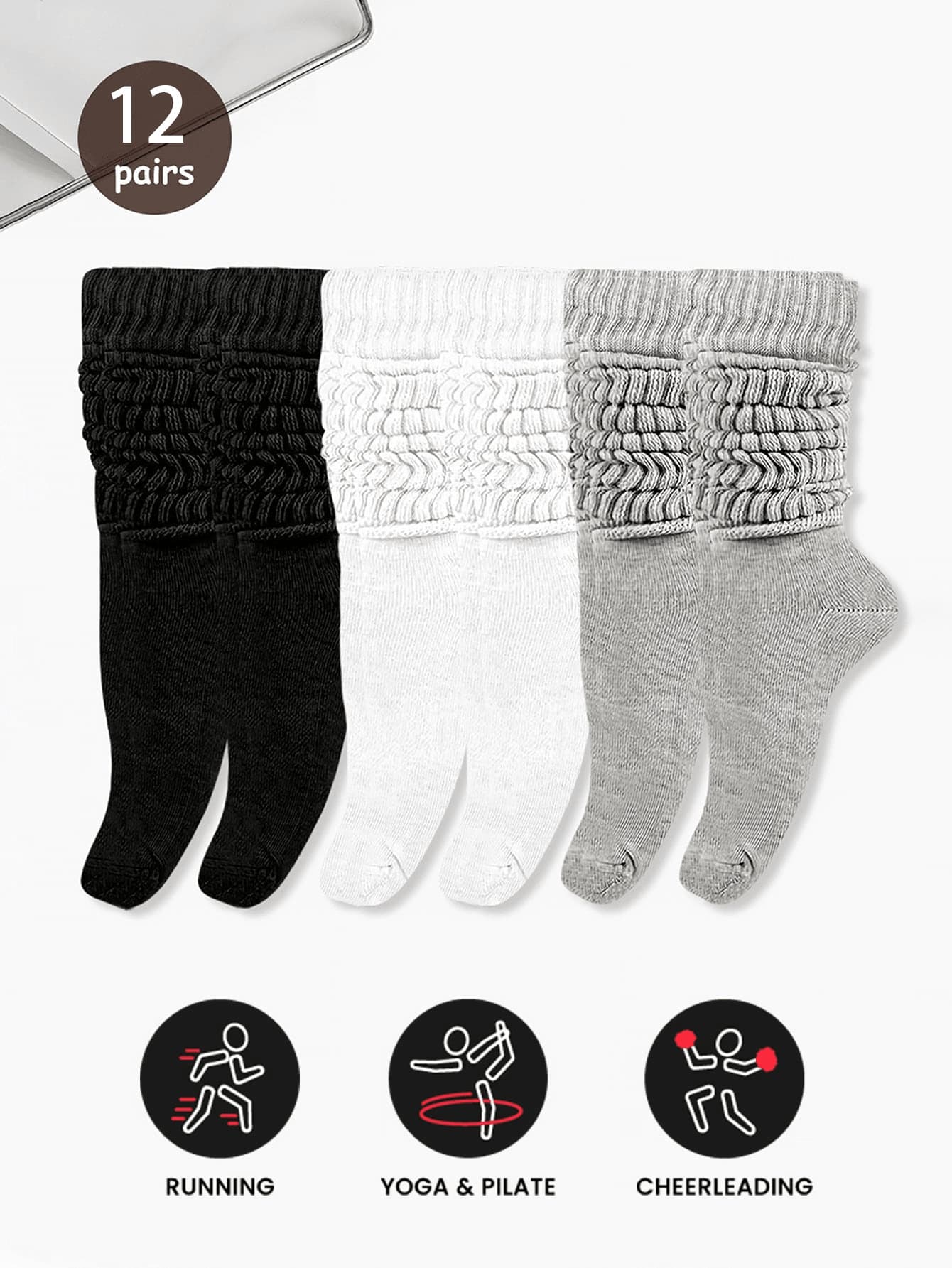 1/3/6 Pairs Unisex Solid Red Knit Socks For Autumn/Winter, Velvet Socks For Spring/Autumn - Soft & Comfortable, Apparel Accessory Socks, Popular Solid Red Gift, Spring Hiking, Camping, Shooting, Valentine's Day - Multicolor - View 1