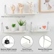 [Trang trí phòng Giáng sinh] 1 kệ gỗ treo tường đơn giản theo phong cách Bắc Âu, giá để đồ treo tường, kệ gỗ nổi, đồ dùng sắp xếp cho phòng khách, phòng ngủ, phòng tắm, trang trí nhà cửa, trang trí tường - trắng - Xem 4