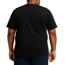 Men's Basic Plus Size T-Shirt Sizes P To G8 Viscolycra Mesh Fabric With V-Neckline - Black - View 2