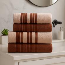 Bath Towel Set 4 Pieces 100% Cotton Thick Super Soft Terry Excellent Absorption New Premier Valletex - 亮橙色 - 查看 1