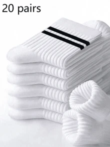 1/3/6/8/10/20 pares de calcetines a media pierna a rayas unisex, suaves y transpirables para uso casual y de negocios, diseño de estilo tiburón, adecuados para deportes, otoño/invierno, regalo del Día de la Madre, vuelta al colegio, calcetines a media pierna de unicolor y a rayas neutros, con borlas para hombres, adecuados para el hogar, actividades al aire libre, calcetines casuales a media pierna, otoño