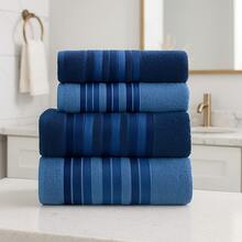 Bath Towel Set 4 Pieces 100% Cotton Thick Super Soft Terry Excellent Absorption New Premier Valletex - 藍色 - 查看 1