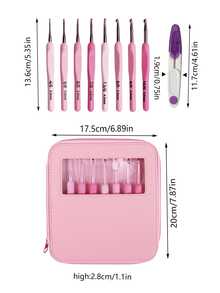1) 8pcs Gradient Pink Soft Handle Crochet Hooks/Knitting Needles For Sweater, Scarf DIY, Size 2.5-6.0mm