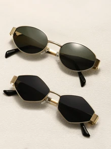 4 pièces / 3 pièces / 2 pièces / 1 pièce Lunettes de mode ovales en métal de style rétro européen et américain, lunettes en forme de diamant, lunettes semi-circulaires, style rétro populaire et polyvalent, convenant aux hommes et aux femmes, pour les vacances, les loisirs, les accessoires de plage, l'utilisation quotidienne et les activités de plein air pour les vacances d'été à la plage, les sorties, les voyages
