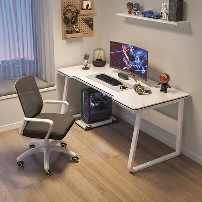 Sturdy Modern Minimalist Gaming Desk | Freestanding Workstation For Home & Office, Available In Wheat, Dark Brown, White, Black, Writing, Study