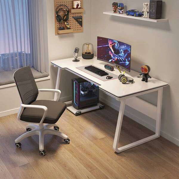 Sturdy Modern Minimalist Gaming Desk | Freestanding Workstation For Home & Office, Available In Wheat, Dark Brown, White, Black, Writing, Study