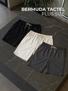 Tactel Plus Size Men's 2-Piece Bermuda Shorts - Sports Casual - 2 黑色 - 查看 1