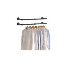 8TH-ST  Industrial Pipe Clothes Rack, 50 Inch Wall Mounted Clothing Rack, Space-Saving Hanging Closet Rod, Heavy Duty Multi-Purpose Garment Rack For Closet And Laundry Room(4 Bases), White TYJ002W - trắng - Xem 7