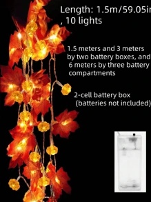 1 Stück Herbstbeleuchtung Thanksgiving Herbst Dekoration Lichterkette 10 LED Herbstblätter plus Sternanis Kürbis Lichterkette Stecker Ahornblatt Lichterkette Herbsternte Halloween Dekoration Innen und Außen Feiertags Heim Dekoration, Dekorative Artikel, Feiertags Geschenke, Herbst Dekorationen