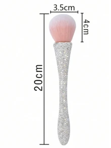 1PC Rhinestone Decorated Cleaning Brush, Dual-Color Options, Fluffy Bristles, Nail Dust Cleaning And Face Makeup Application Dual-Use Brush - Multicolor - View 6