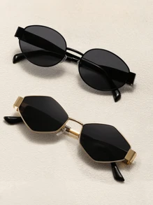 4 pièces / 3 pièces / 2 pièces / 1 pièce Lunettes de mode ovales en métal de style rétro européen et américain, lunettes en forme de diamant, lunettes semi-circulaires, style rétro populaire et polyvalent, convenant aux hommes et aux femmes, pour les vacances, les loisirs, les accessoires de plage, l'utilisation quotidienne et les activités de plein air pour les vacances d'été à la plage, les sorties, les voyages