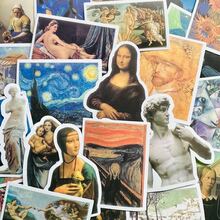 50 piezas Paquete de pegatinas de arte, regalo divertido, pegatinas de vinilo de pinturas famosas - Paquete de pegatinas interesante - Pegatinas para personalizar tu Kindle, portátil, computadora, scrapbook, botella de agua, teléfono, monopatín, equipaje, refrigerador, etc.