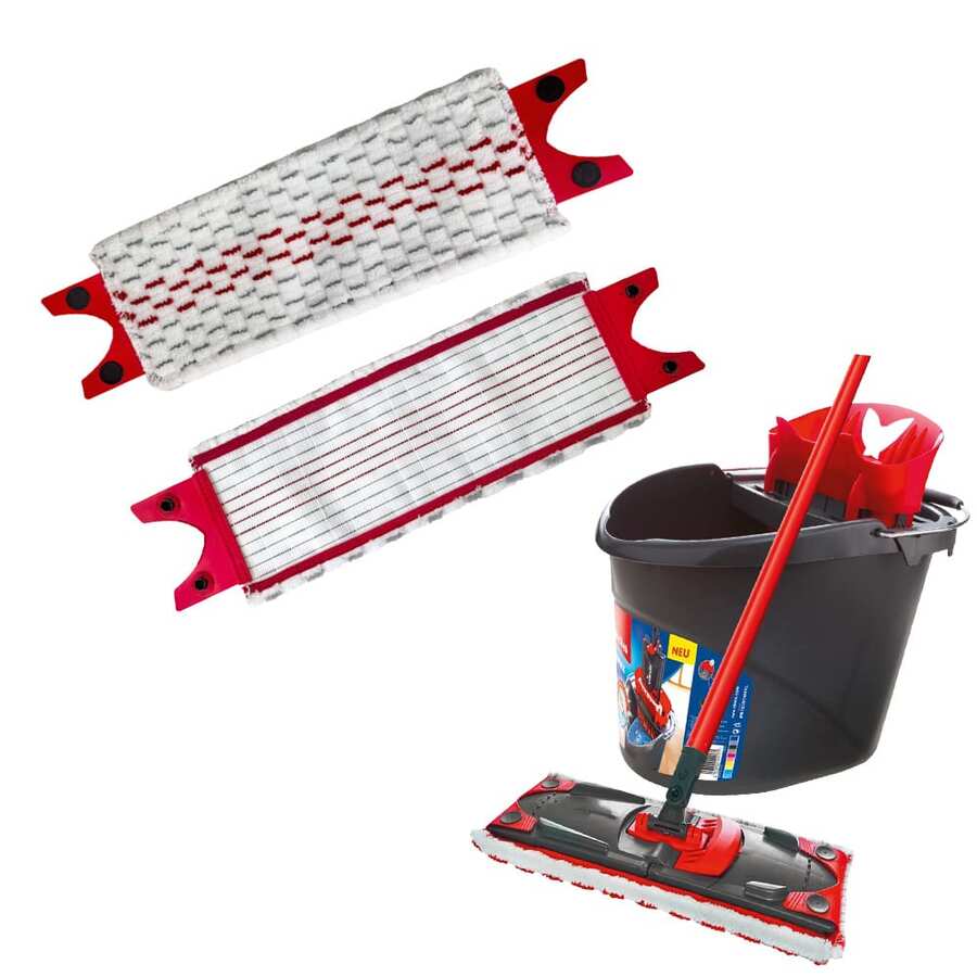 1/2/3/4pcs (Mop Not Included) Replacement Mop Pads Compatible With Ultramax Turbo 2-In-1 Mop, Easy Assembly, Reusable Washable Super Absorbent Microfiber Cleaning Cloth Suitable For Bathroom And Kitchen, Christmas & Halloween - Red Gray - View 1