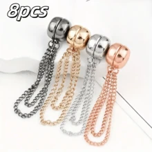 2/4/6/8/10pcs Multi-Functional Magnetic Clips, New Magnetic Clips, Strong Magnetic Scarf Clips With Chain, Shirt Clips, Fashion Accessories For Tightening T-Shirt Hem, Neckline Hem And Pant Hem, Halloween Decor