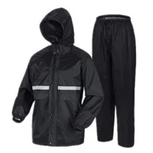 Raincoat Set Clothing For Motorcyclists And Cyclists Waterproof Pants And Jacket With Hood - 黑色 - 查看 4
