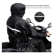 Raincoat Set Clothing For Motorcyclists And Cyclists Waterproof Pants And Jacket With Hood - 黑色 - 查看 2