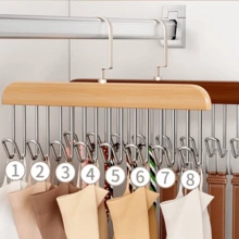 Sturdy Wooden Belt Hanger With 360 " Swivel Hook And Solid Wood Construction For Belts, Bras,Hats And Vests-Ideal For Wardrobes, Dorm Rooms And Apartments - 混合顏色 - 查看 6